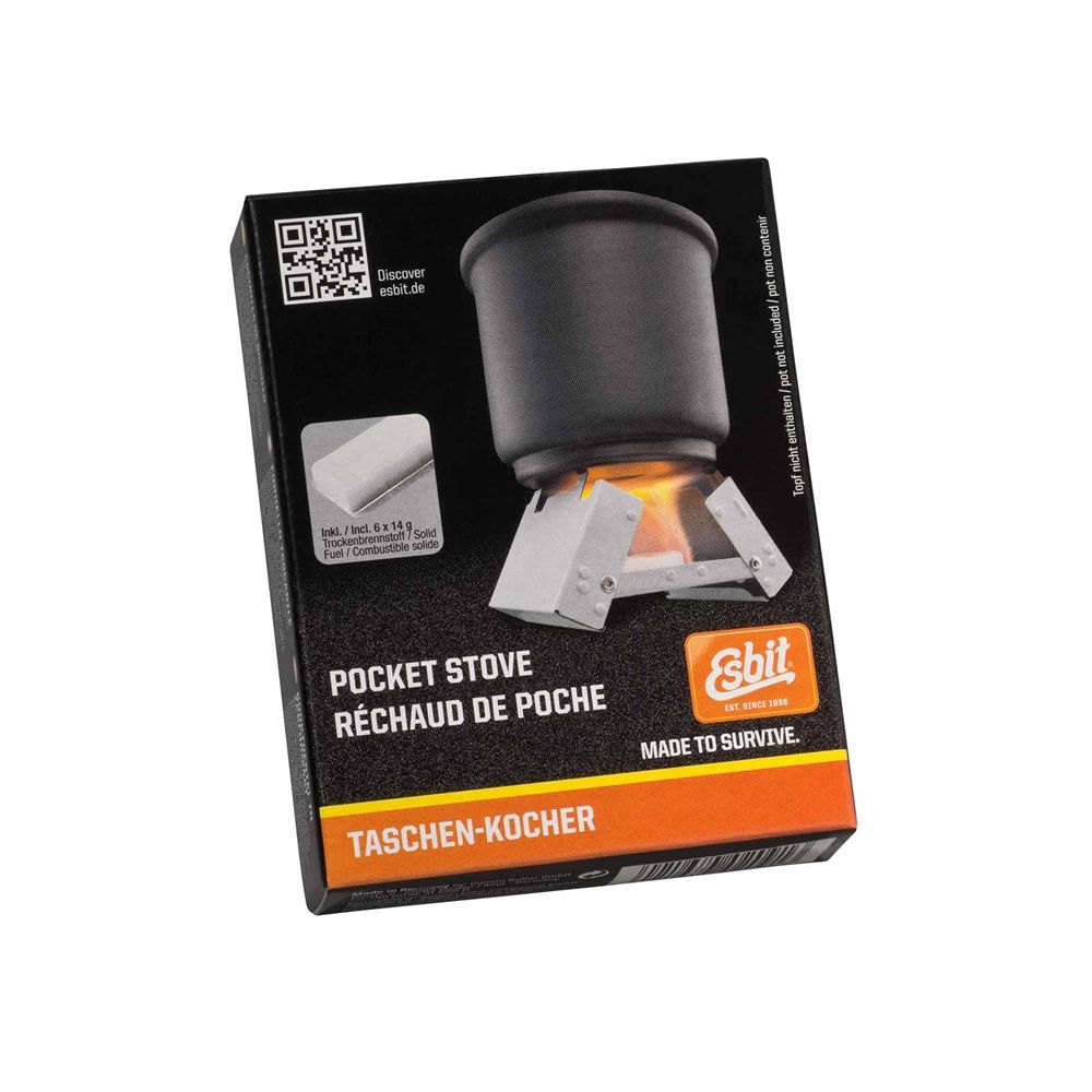 Esbit Pocket Stove S incl. 6x14g Solid Fuel Zilver 1ESB-002 091 00 branders online bestellen bij Kathmandu Outdoor & Travel