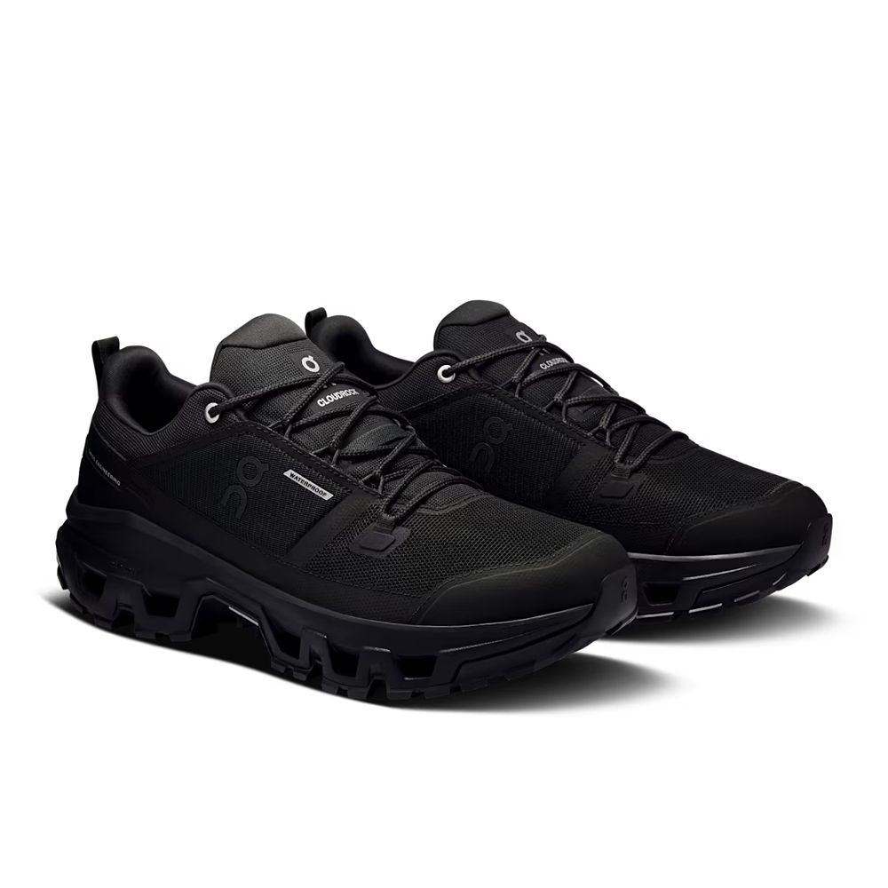 On-running Cloudrock Low WP Black | Black 3MF10251043 wandelschoenen heren online bestellen bij Kathmandu Outdoor & Travel