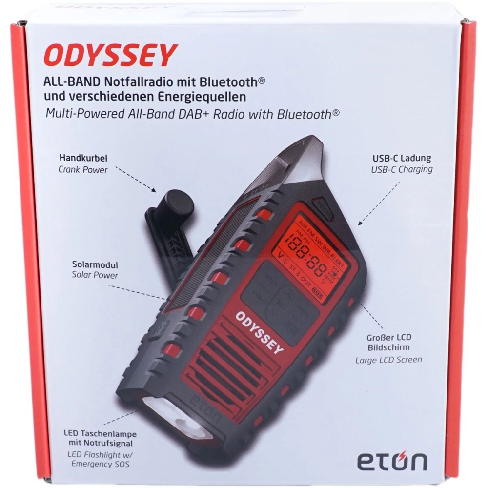 Eton Odyssey DAB+ Noodradio Red/Black E60110553 verlichting online bestellen bij Kathmandu Outdoor & Travel