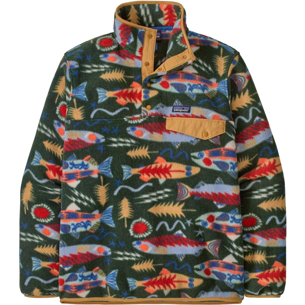 Patagonia LW Synch Snap-T P/O Salmon Energy: Old Growth Gree 25551-SEOG fleeces en truien online bestellen bij Kathmandu Outdoor & Travel
