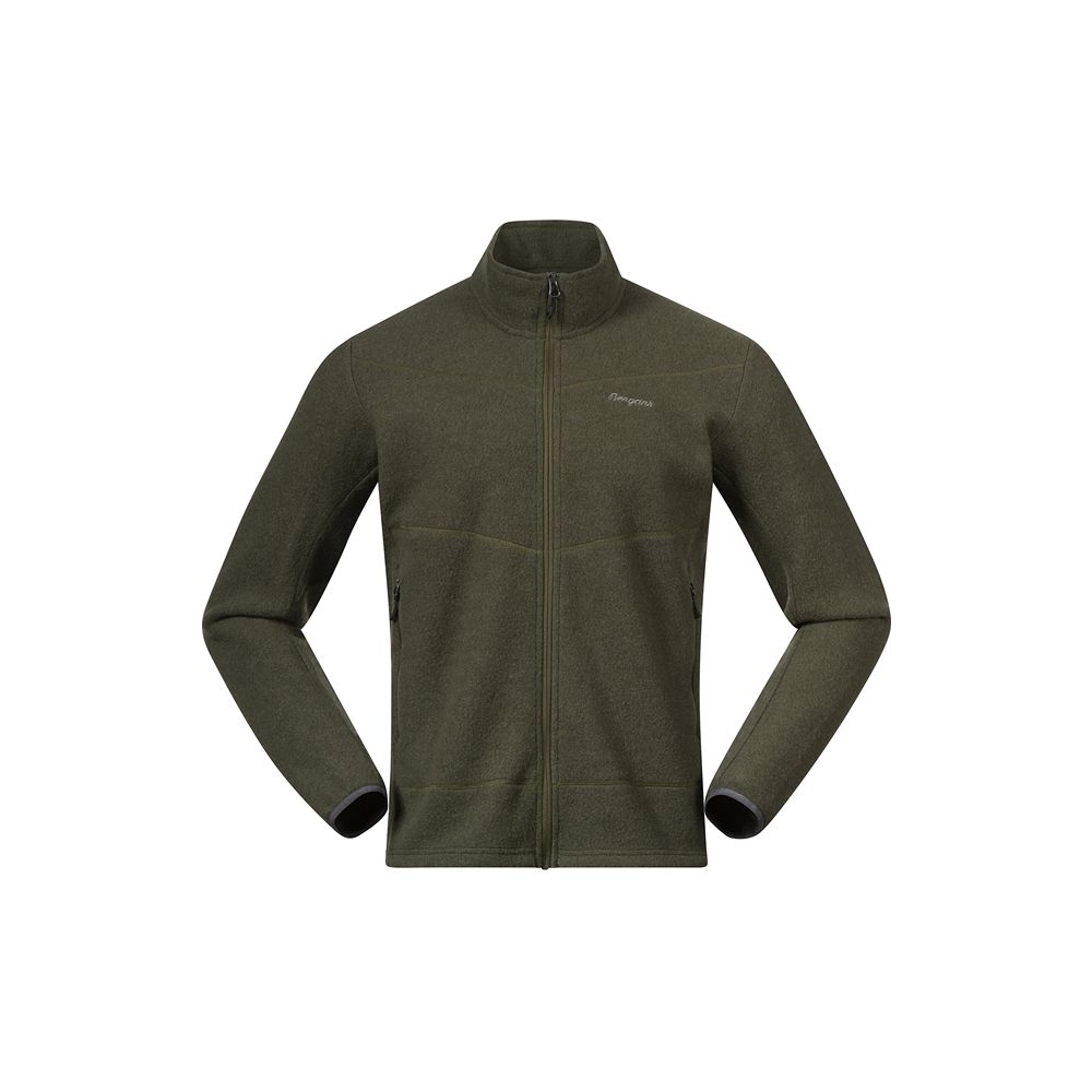 Bergans Rabot Merino Fleece Midlayer Jacket Dark Olive Green 3390-23003 fleeces en truien online bestellen bij Kathmandu Outdoor & Travel