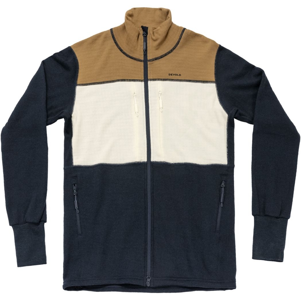 Devold Egga Grid Merino Jkt Wheat/Raw/White/Ink GO 206 450 B-707B fleeces en truien online bestellen bij Kathmandu Outdoor & Travel