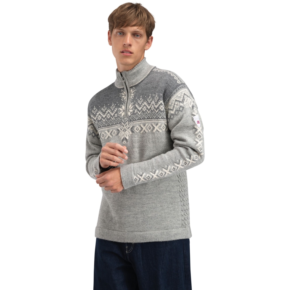 Dale 140th Anniversary Masc Sweater Lightcharcoal Smoke Offwhite 93951-E fleeces en truien online bestellen bij Kathmandu Outdoor & Travel