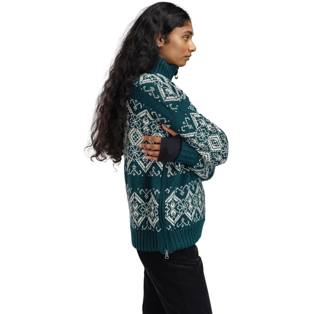 Dale Roset Fem. WP Sweater Pinegreenl Offwhite 96301-N00 fleeces en truien online bestellen bij Kathmandu Outdoor & Travel