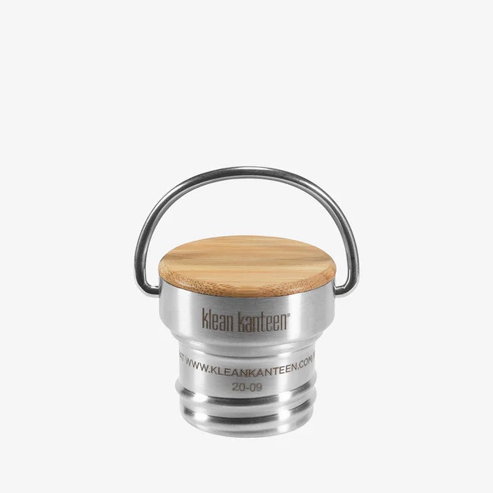 Klean Kanteen Bamboedop met beugel voor Classic flessen Brushed Stainless 1009048 drinkflessen en thermosflessen online bestellen bij Kathmandu Outdoor & Travel
