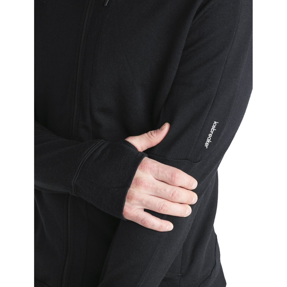 Icebreaker Mer 260 Quantum IV LS Zip Hoodie Black IBBA56W2-0011 fleeces en truien online bestellen bij Kathmandu Outdoor & Travel