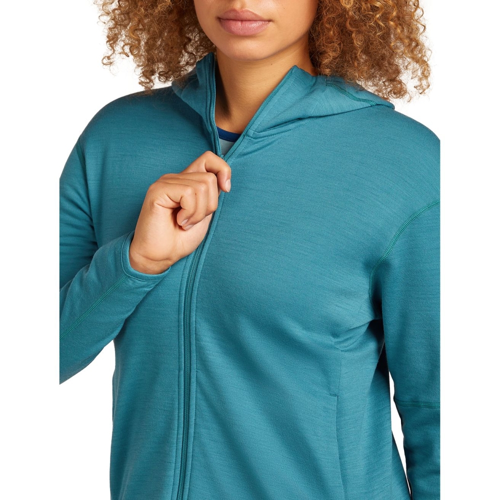 Icebreaker Mer 360 Realfleece Elem LS Z Hood Women's Topaz IB0A571T-0GQ1 fleeces en truien online bestellen bij Kathmandu Outdoor & Travel