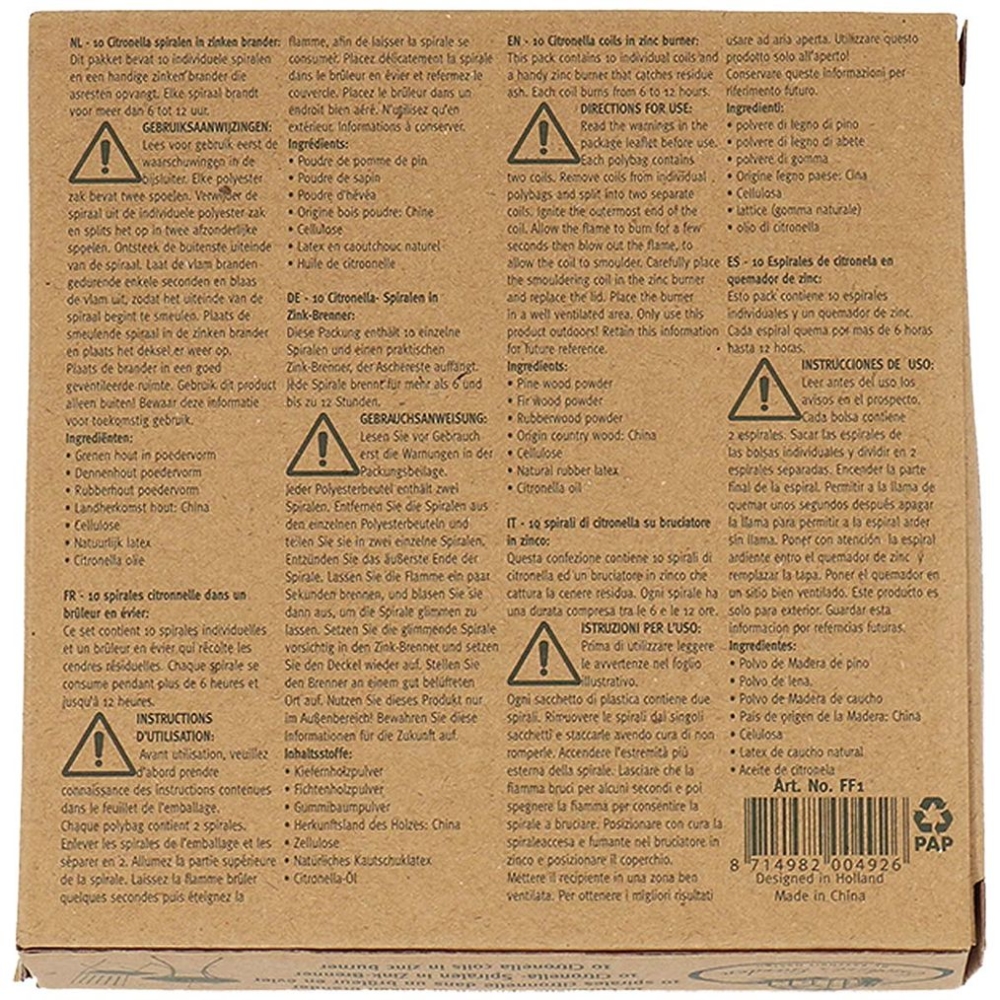 van Assendelft Citronella Spiraal - 10 stuks incl. houder Zilver 8208100 verzorging online bestellen bij Kathmandu Outdoor & Travel