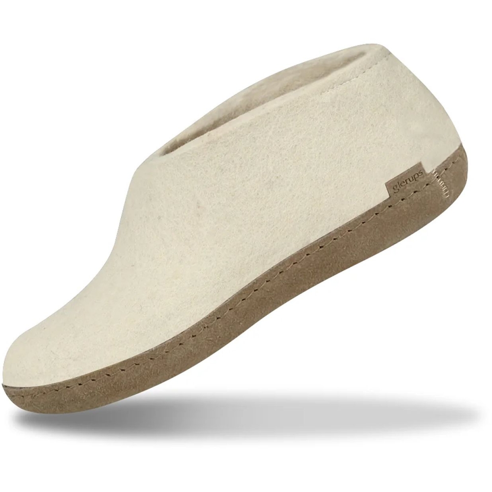 Glerups Shoe Leather White A-03 White pantoffels en huissokken online bestellen bij Kathmandu Outdoor & Travel