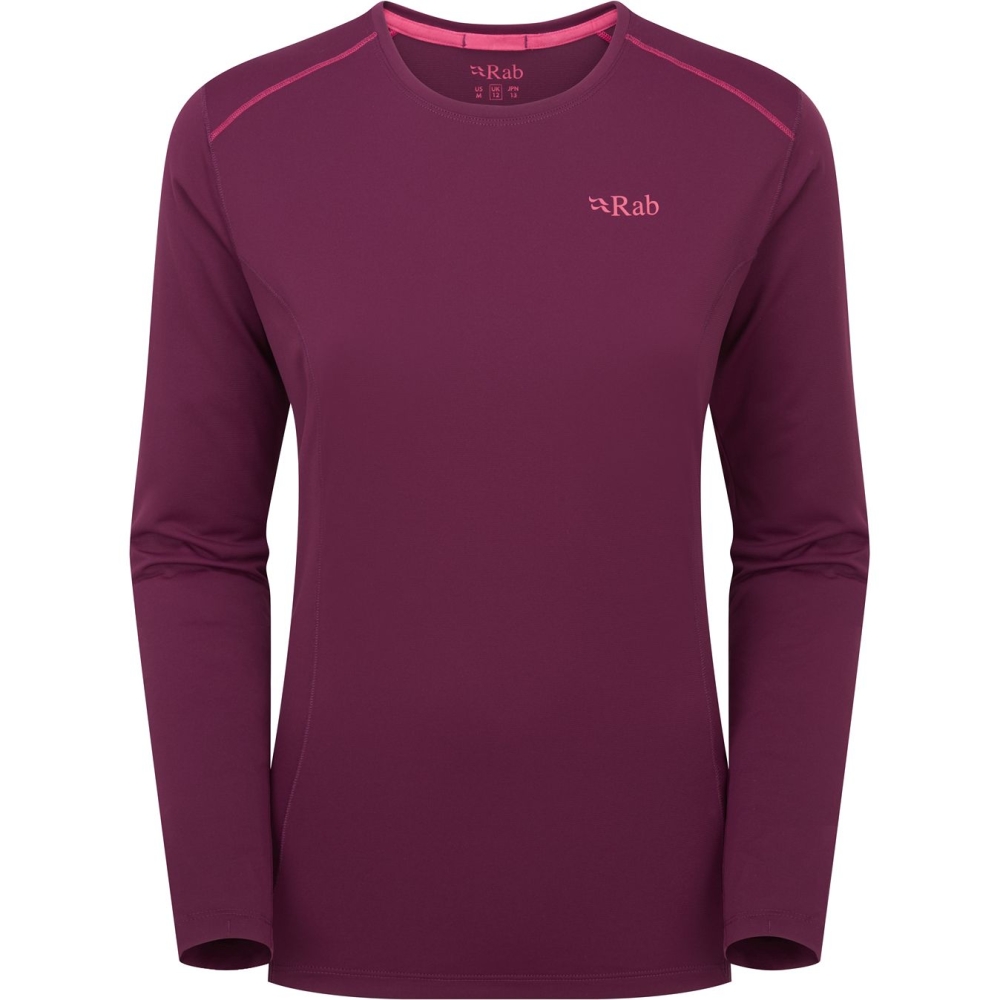 Rab Force LS Tee Women's Mulberry QBL-08-MUL shirts en tops online bestellen bij Kathmandu Outdoor & Travel