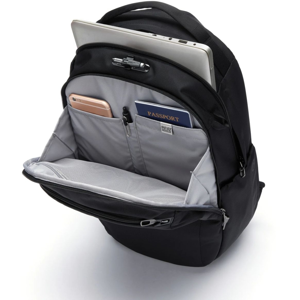Pacsafe Pacsafe V 26L Tour Backpack Jet Black 61125130 dagrugzakken online bestellen bij Kathmandu Outdoor & Travel