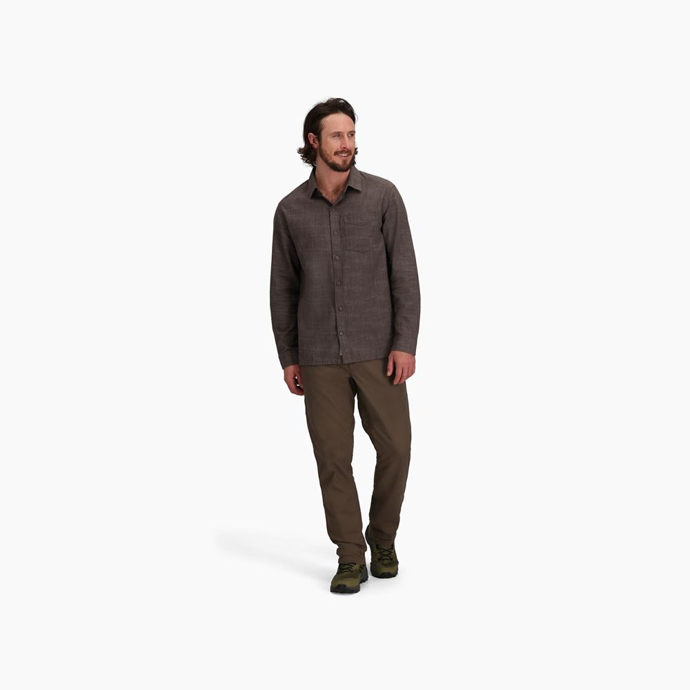 Royal Robbins Hempline Spaced Long Sleeve Seal Brown Y722035-208 shirts en tops online bestellen bij Kathmandu Outdoor & Travel