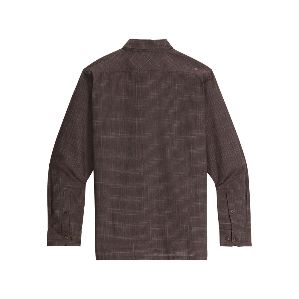 Royal Robbins Hempline Spaced Long Sleeve Seal Brown Y722035-208 shirts en tops online bestellen bij Kathmandu Outdoor & Travel