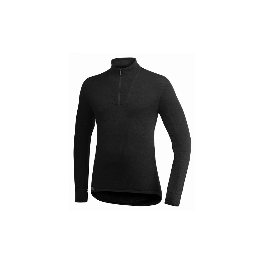 woolpower Zip Turtleneck 200 Black 7222-Black onderkleding/thermokleding online bestellen bij Kathmandu Outdoor & Travel