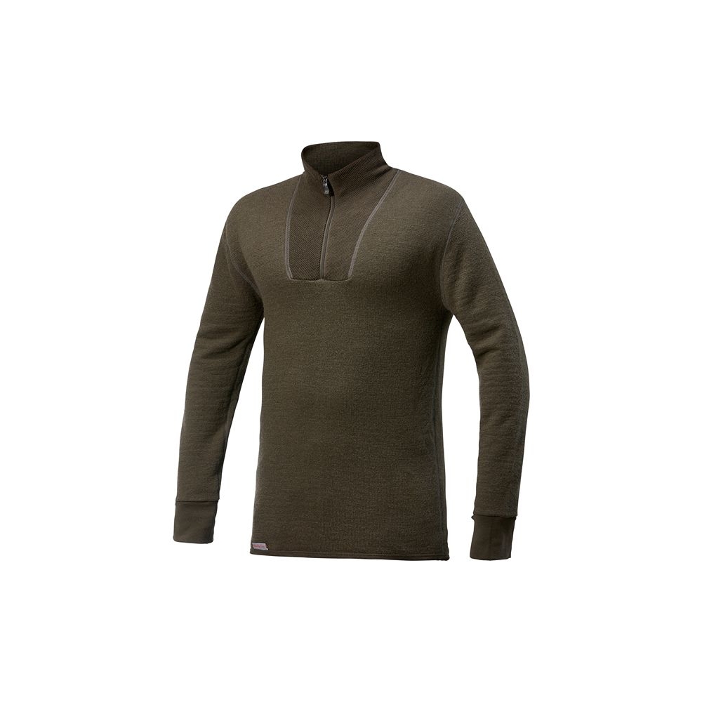 woolpower Zip Turtleneck 400 Pine Green 7224-Pine Green onderkleding/thermokleding online bestellen bij Kathmandu Outdoor & Travel