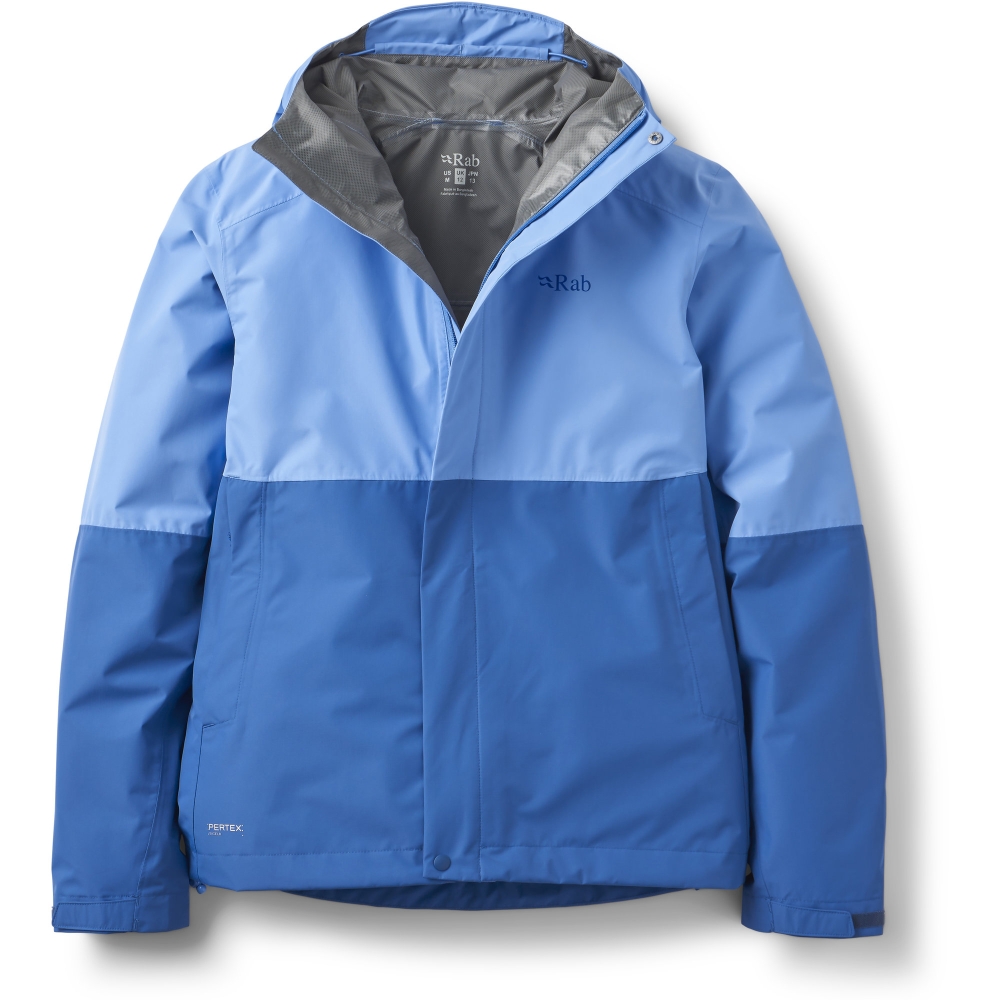 Rab Downpour Jacket Women's Bluebird/Dark Bluebird QWI-07-BDB jassen online bestellen bij Kathmandu Outdoor & Travel