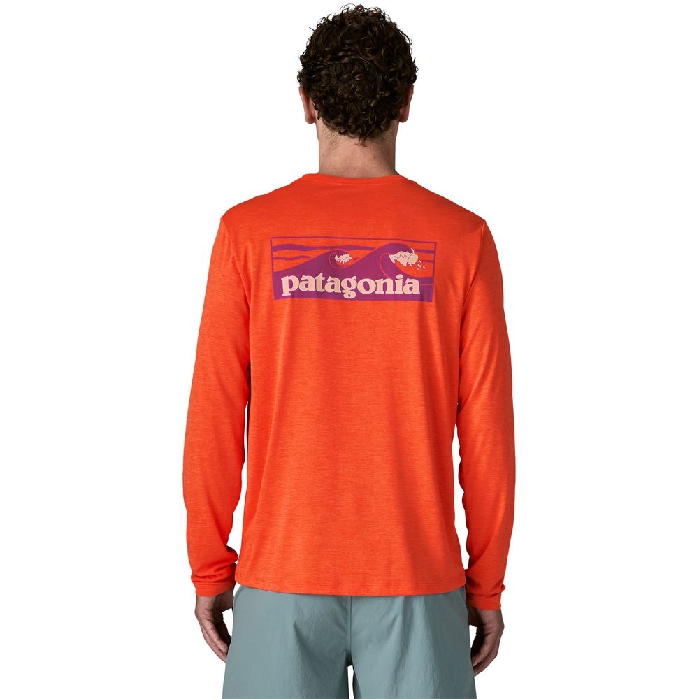 Patagonia L/S Cap Cool Daily Shirt - Boardshort Logo Orange Peel - Light Orange Pee 45457-OPLX shirts en tops online bestellen bij Kathmandu Outdoor & Travel