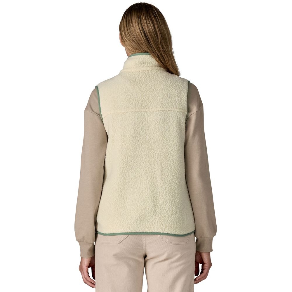 Patagonia Retro Pile Vest Women's Natural w/Ellwood Green 22826-NTLE jassen online bestellen bij Kathmandu Outdoor & Travel