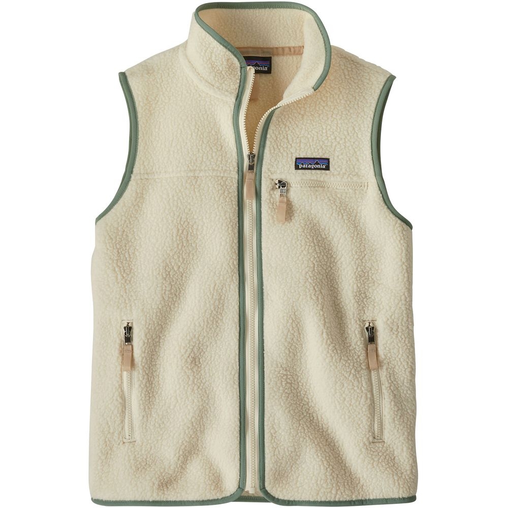 Patagonia Retro Pile Vest Women's Natural w/Ellwood Green 22826-NTLE jassen online bestellen bij Kathmandu Outdoor & Travel