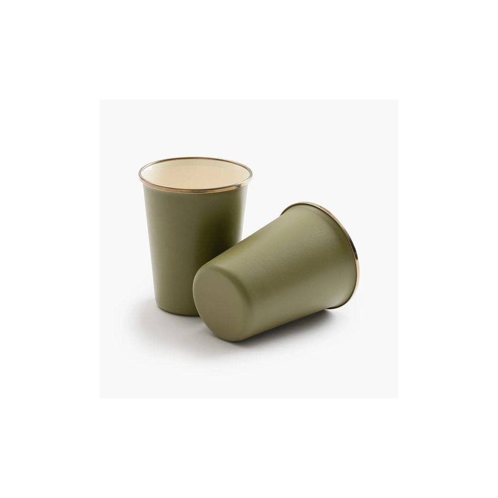 Barebones Cup Enamel 2 Pcs Olive 2-Tone CKW-1029 koken online bestellen bij Kathmandu Outdoor & Travel