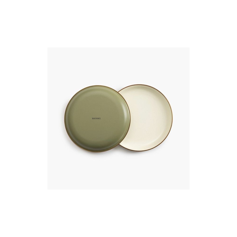 Barebones Small Plate Enamel 2 Pcs Olive 2-Tone CKW-1028 koken online bestellen bij Kathmandu Outdoor & Travel