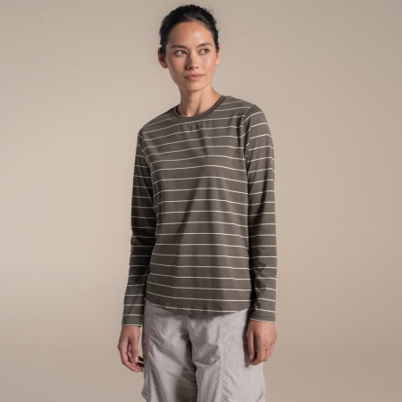 Craghoppers  NosiLife Akona Long Sleeved Top Women's Wild Olive Stripe 