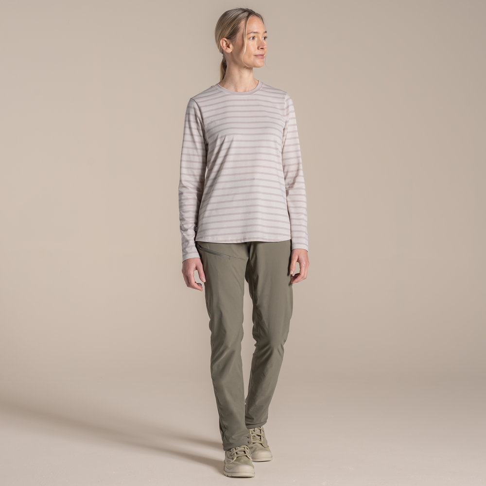 Craghoppers NosiLife Akona Long Sleeved Top Women's Oyster Stripe CWT1368-1SC shirts en tops online bestellen bij Kathmandu Outdoor & Travel