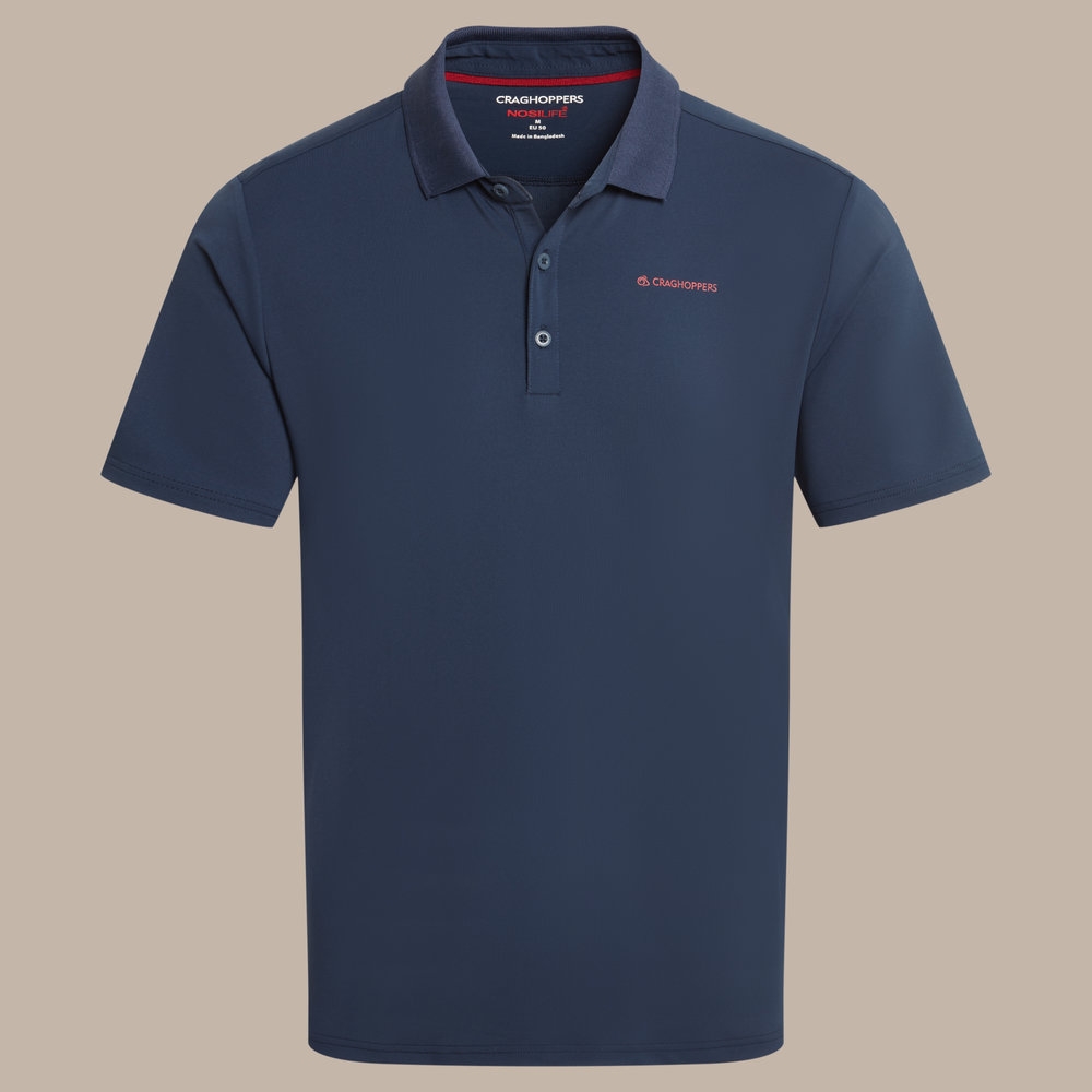 Craghoppers NosiLife Bramshaw Short Sleeved Polo Top Blue Navy CMT1026-7V1 shirts en tops online bestellen bij Kathmandu Outdoor & Travel