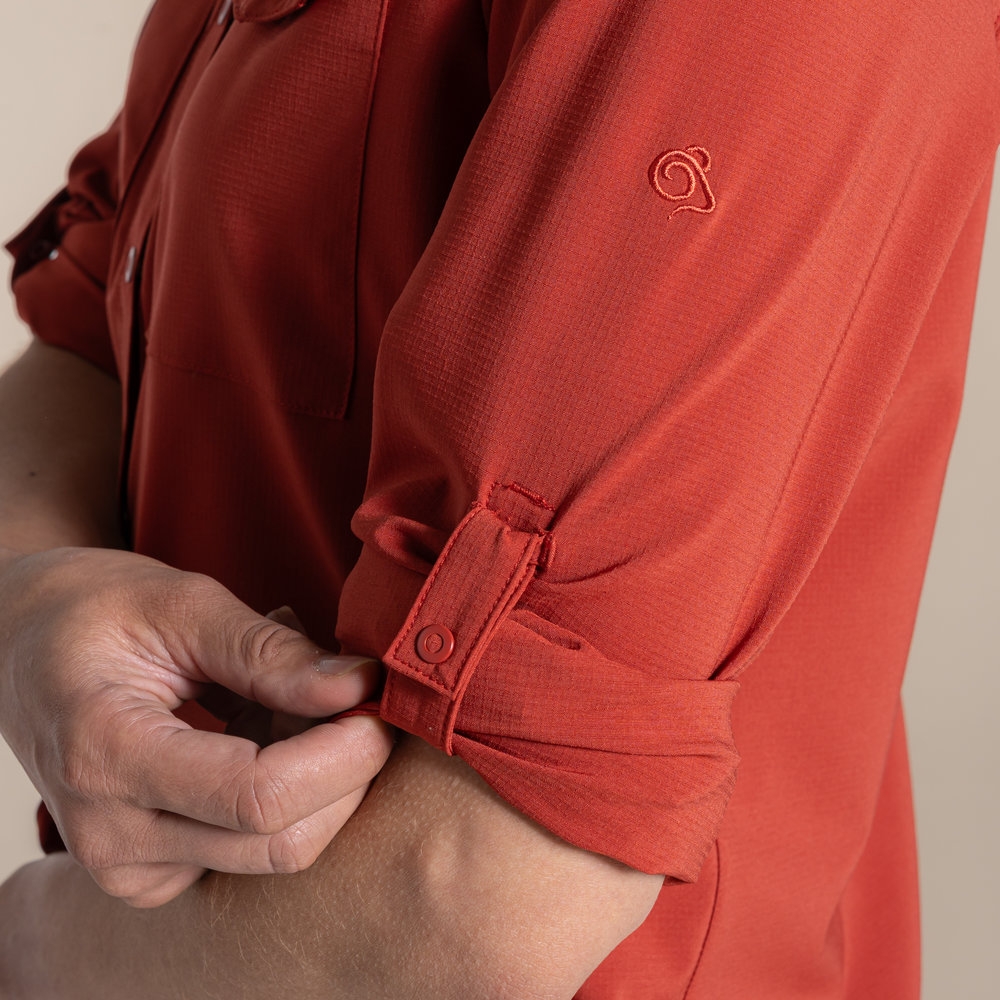 Craghoppers NosiLife Pro Long Sleeved Shirt III Women's Cinnabar CWS532-1S6 shirts en tops online bestellen bij Kathmandu Outdoor & Travel