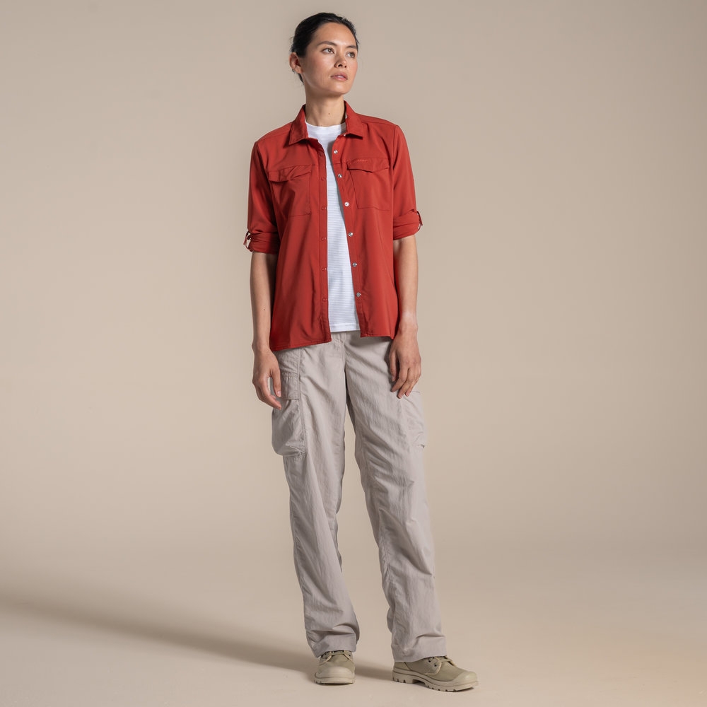 Craghoppers NosiLife Pro Long Sleeved Shirt III Women's Cinnabar CWS532-1S6 shirts en tops online bestellen bij Kathmandu Outdoor & Travel