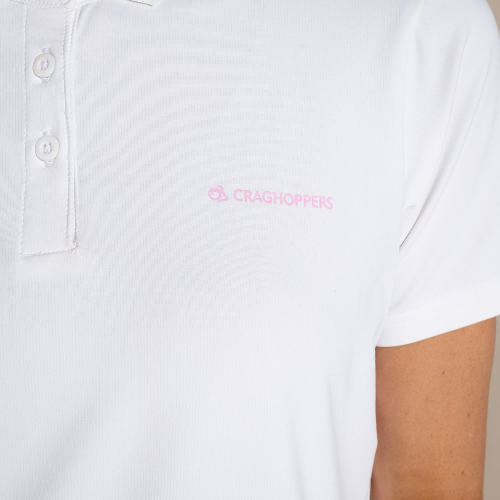 Craghoppers NosiLife Thornbury Short Sleeved Polo Top Women's White CWT1401-900 shirts en tops online bestellen bij Kathmandu Outdoor & Travel