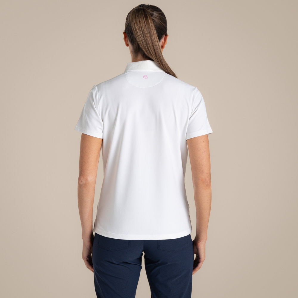 Craghoppers NosiLife Thornbury Short Sleeved Polo Top Women's White CWT1401-900 shirts en tops online bestellen bij Kathmandu Outdoor & Travel