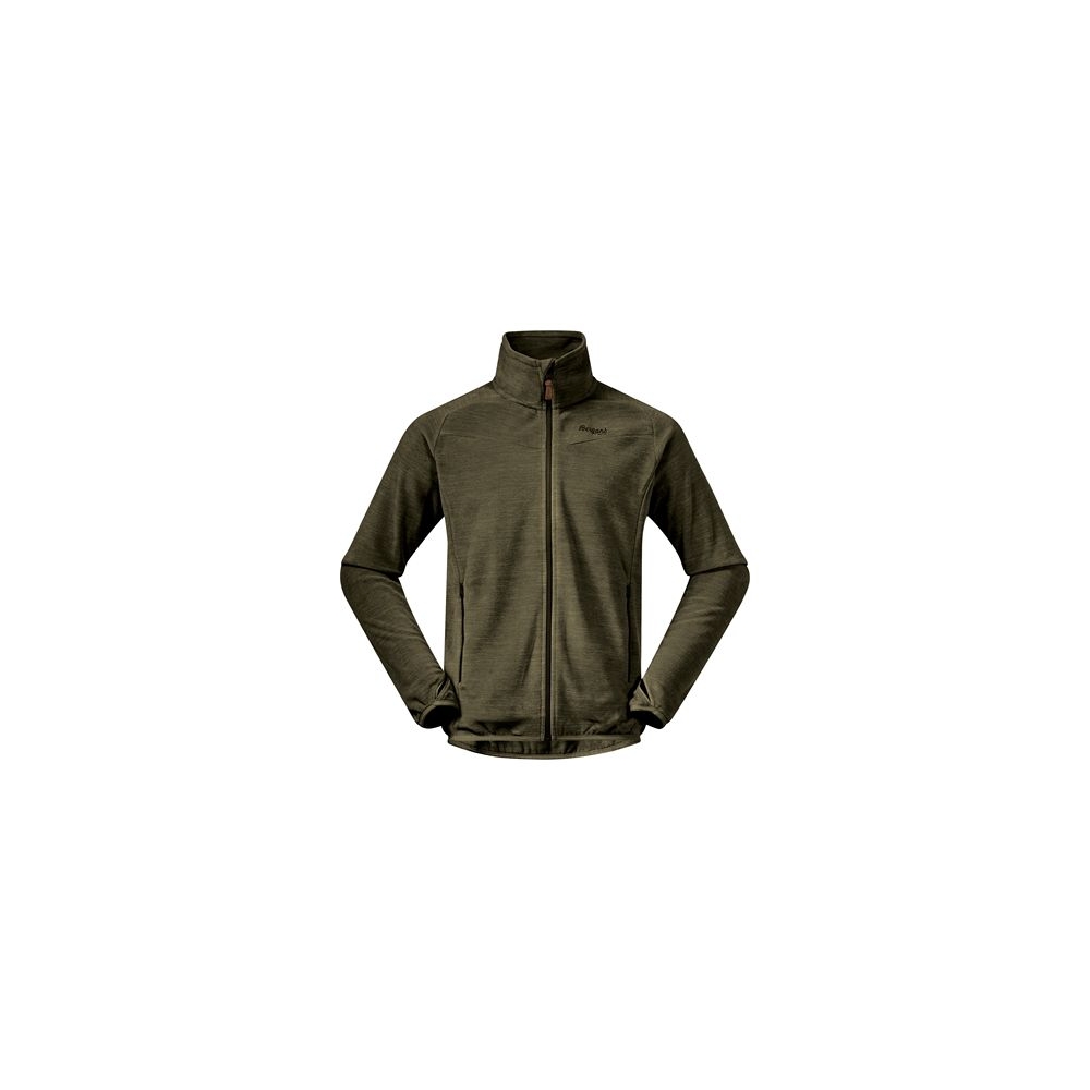 Bergans Hareid Fleece Jacket No Hood Dark Olive Green 3029-Dark Olive Gree fleeces en truien online bestellen bij Kathmandu Outdoor & Travel