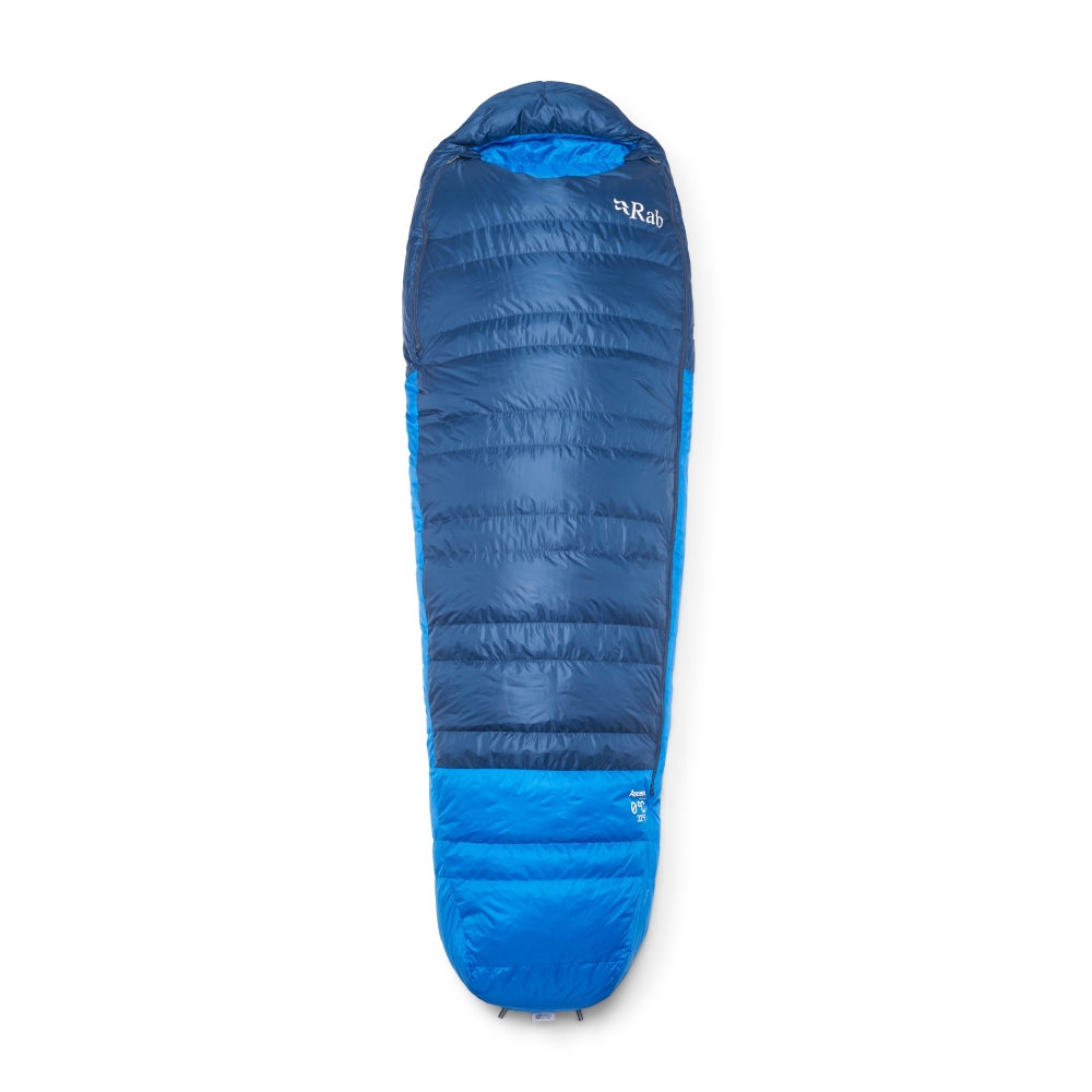 Rab Rab Ascent 0°C QSM-99-TBM slaapzakken Rab Ascent 0°C Tempest Blue/Maya Blue QSM-99-TBM slaapzakken online bestellen bij Kathmandu Outdoor & Travel