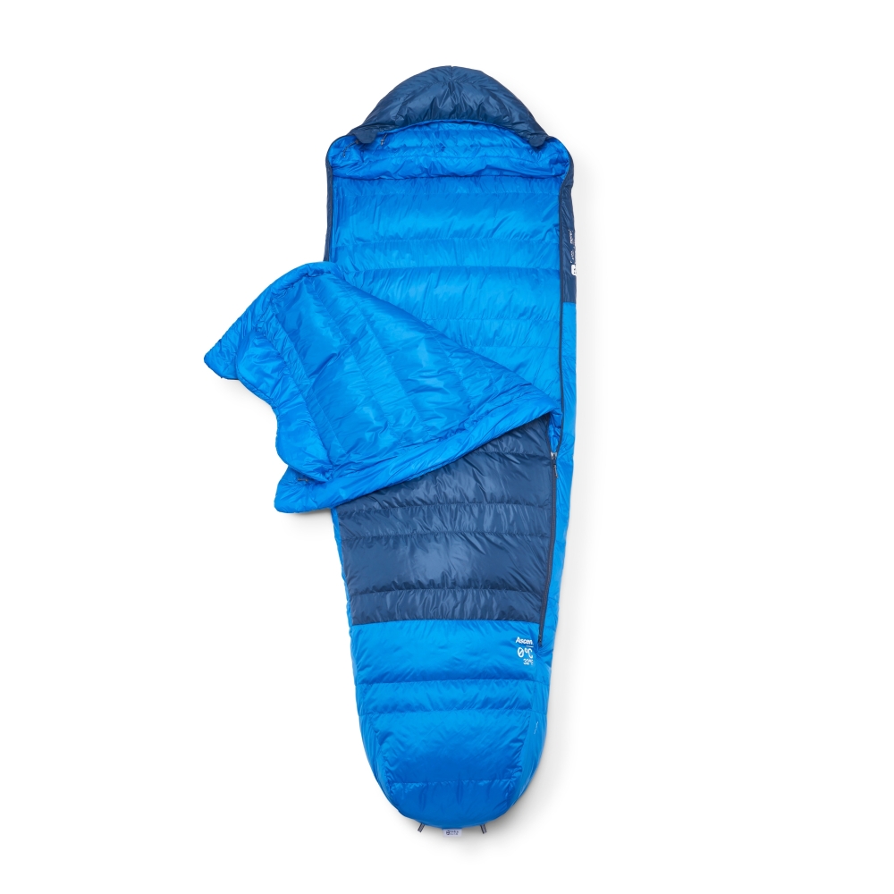 Rab Rab Ascent 0°C QSM-99-TBM slaapzakken Rab Ascent 0°C Tempest Blue/Maya Blue QSM-99-TBM slaapzakken online bestellen bij Kathmandu Outdoor & Travel