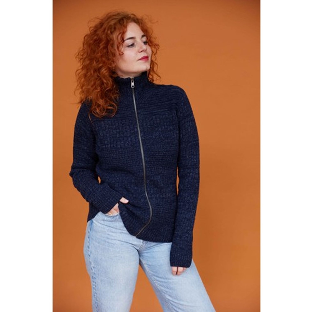 Blue Loop Originals Harlingen Full Zip Women's Navy Melange FZSW022-21-B222 fleeces en truien online bestellen bij Kathmandu Outdoor & Travel