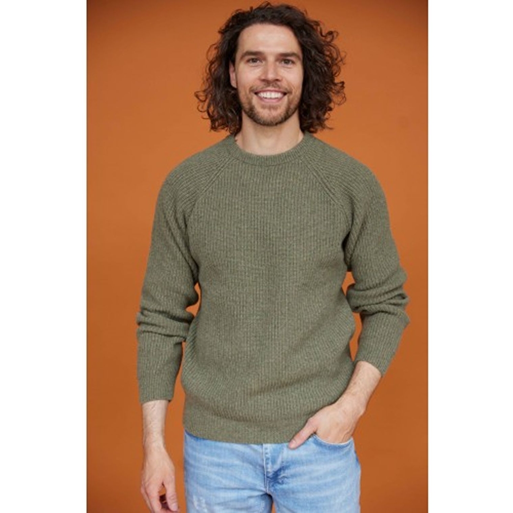 Blue Loop Originals Essential Crew Sweater Mid Green SW004-24-B355 fleeces en truien online bestellen bij Kathmandu Outdoor & Travel