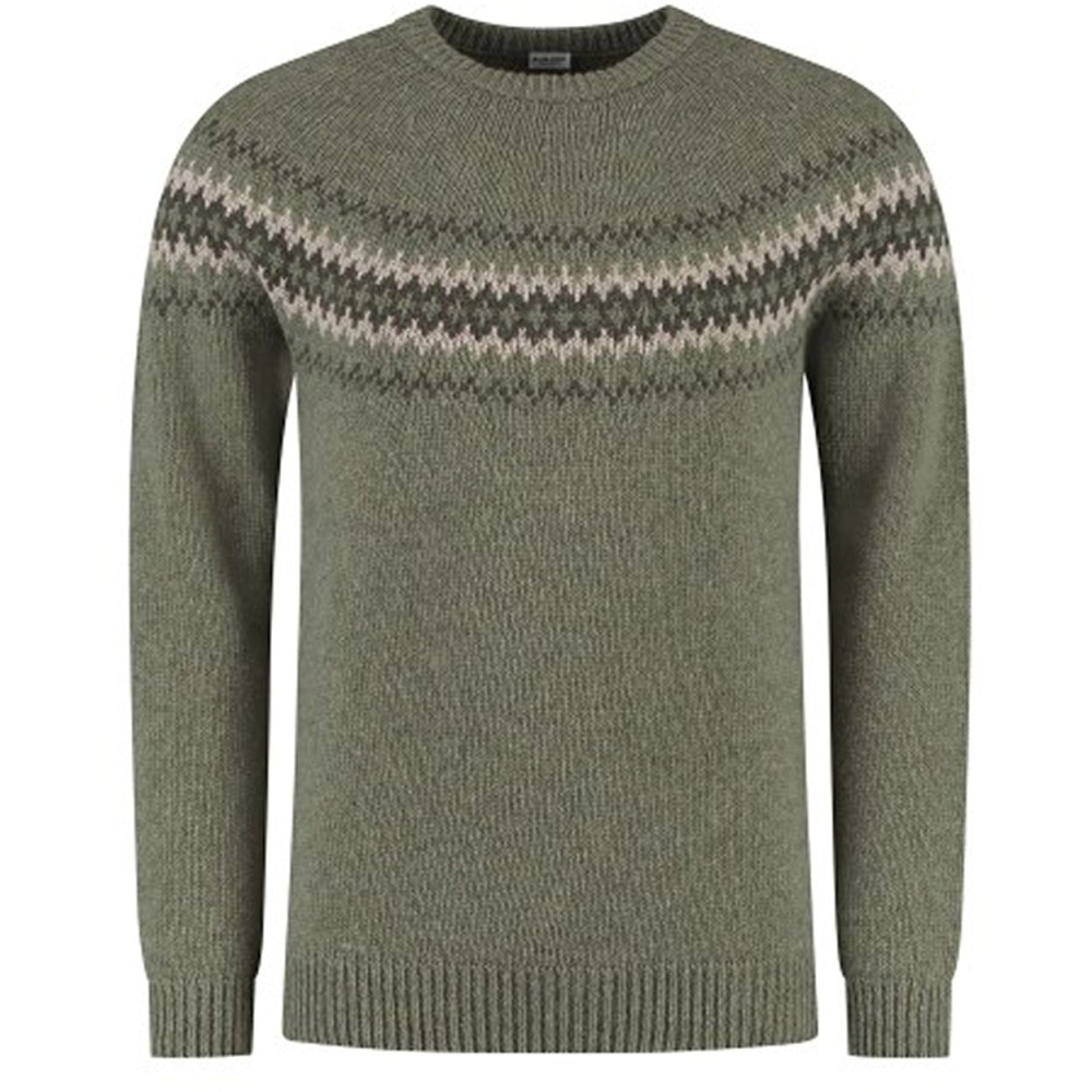 Blue Loop Originals Nordic Sweater Mid Green NO021-25-B355 fleeces en truien online bestellen bij Kathmandu Outdoor & Travel