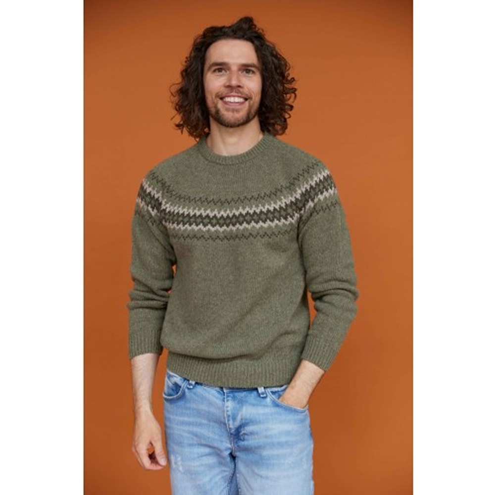Blue Loop Originals Nordic Sweater Mid Green NO021-25-B355 fleeces en truien online bestellen bij Kathmandu Outdoor & Travel