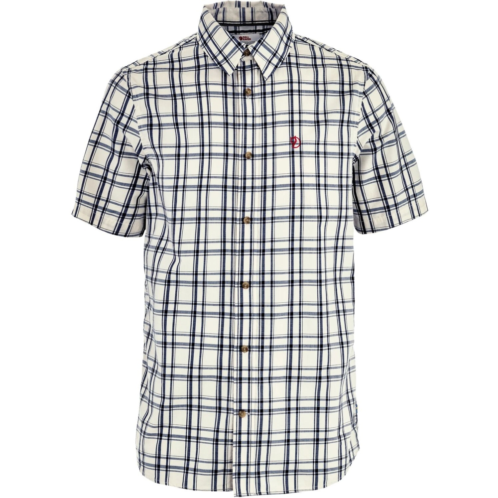 Fjällräven Övik Lite Shirt SS Chalk White-Dark Navy F87038-113-555 shirts en tops online bestellen bij Kathmandu Outdoor & Travel
