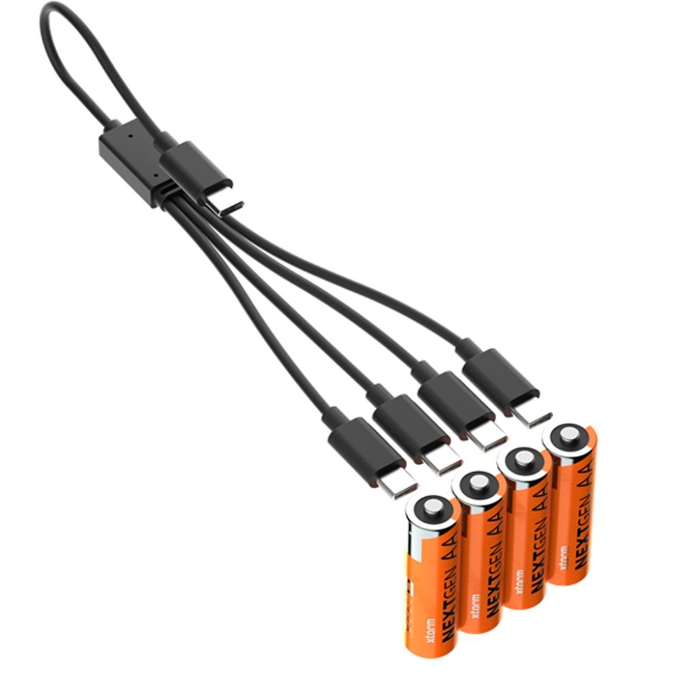 Xtorm Oplaadbare AA Batterijen met USB-C - 4 pack Orange XNG2AB4 energie & electronica online bestellen bij Kathmandu Outdoor & Travel