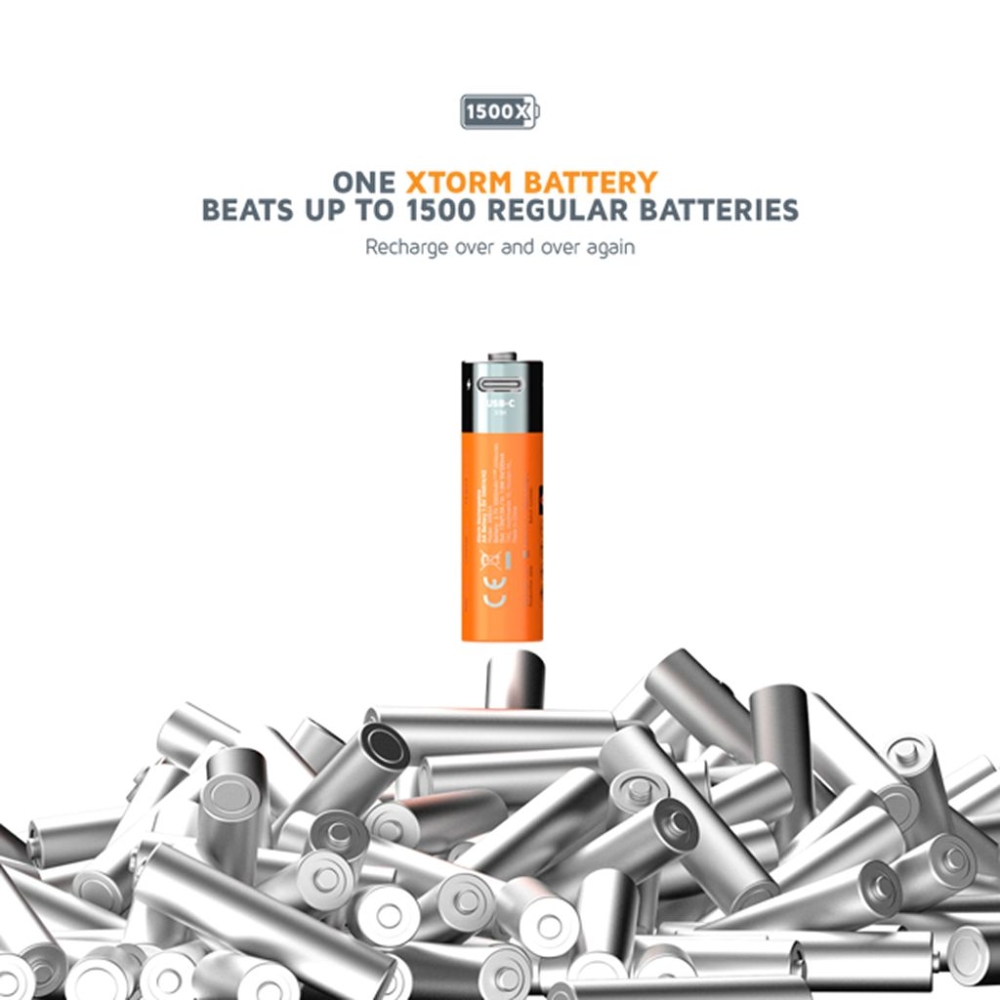 Xtorm Oplaadbare AA Batterijen met USB-C - 4 pack Orange XNG2AB4 energie & electronica online bestellen bij Kathmandu Outdoor & Travel