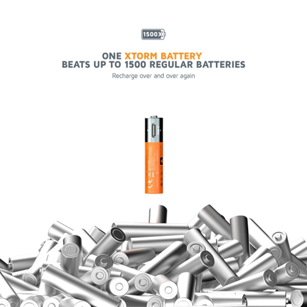 Xtorm Oplaadbare AAA Batterijen met USB-C - 4 pack Orange XNG3AB4 energie & electronica online bestellen bij Kathmandu Outdoor & Travel