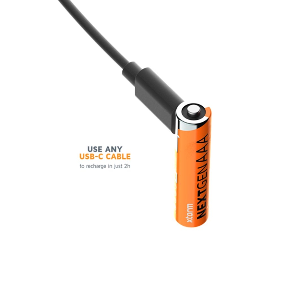 Xtorm Oplaadbare AAA Batterijen met USB-C - 4 pack Orange XNG3AB4 energie & electronica online bestellen bij Kathmandu Outdoor & Travel