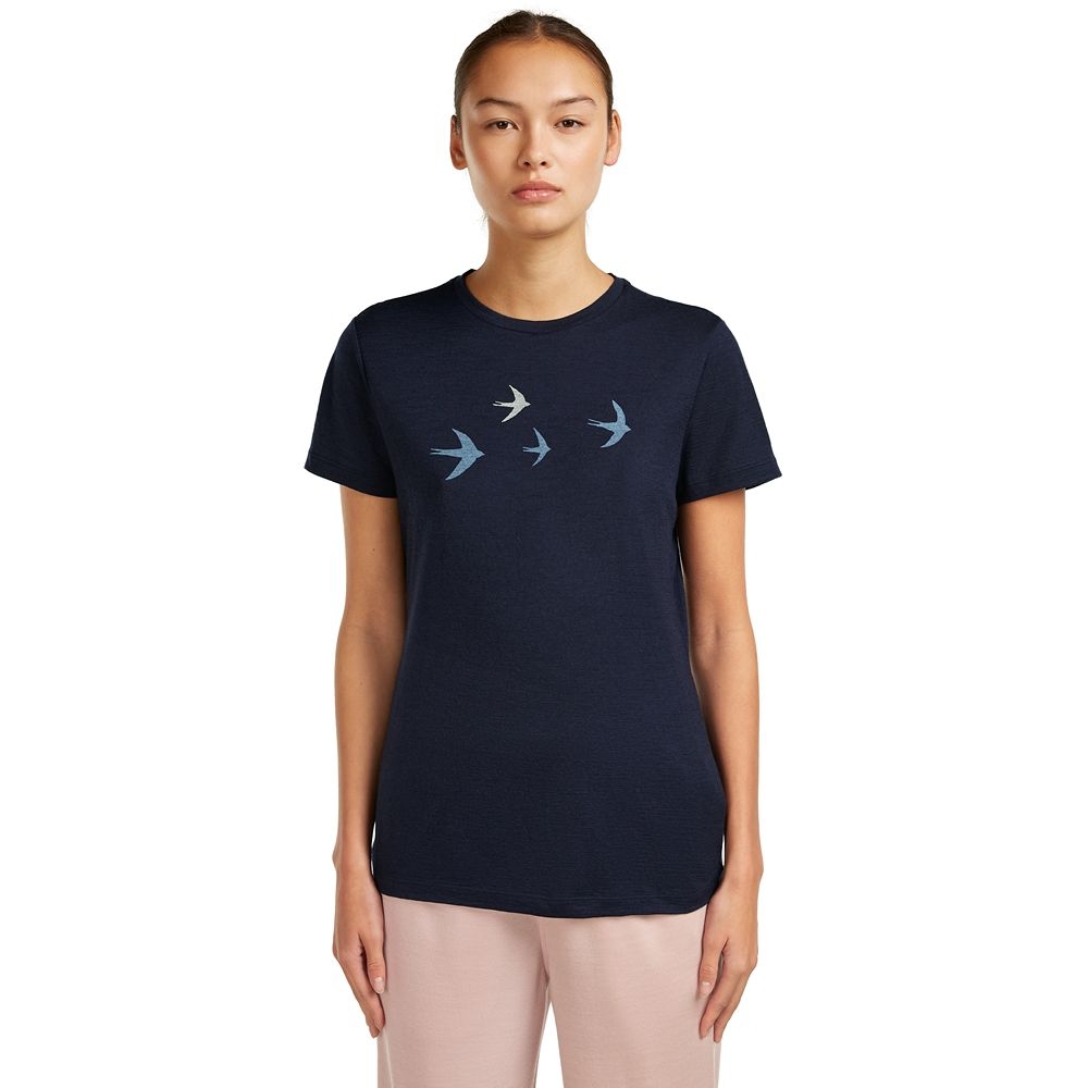 Icebreaker Mer 150 Tech Lite SS Tee Bird Transit Women's Midnight Navy IB0A57FX-4011 shirts en tops online bestellen bij Kathmandu Outdoor & Travel