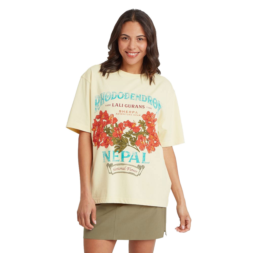 Sherpa Adventure Gear Tarcho Rhododendron Tee Women's Butter SW21053-210 shirts en tops online bestellen bij Kathmandu Outdoor & Travel