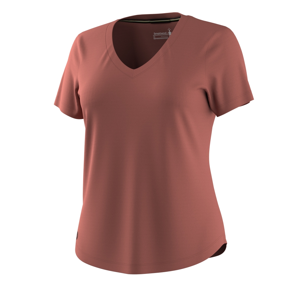 Smartwool Active Ultralite V-Neck Short Sl Active Women's Burnt Sienna SW016539-Q581 shirts en tops online bestellen bij Kathmandu Outdoor & Travel