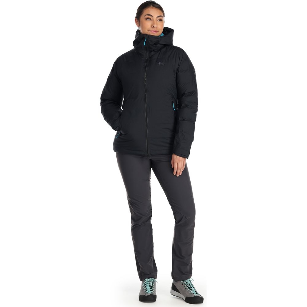 Rab Valiance Jacket Women's Black (Aquamarine) QDB-50-BLQ jassen online bestellen bij Kathmandu Outdoor & Travel