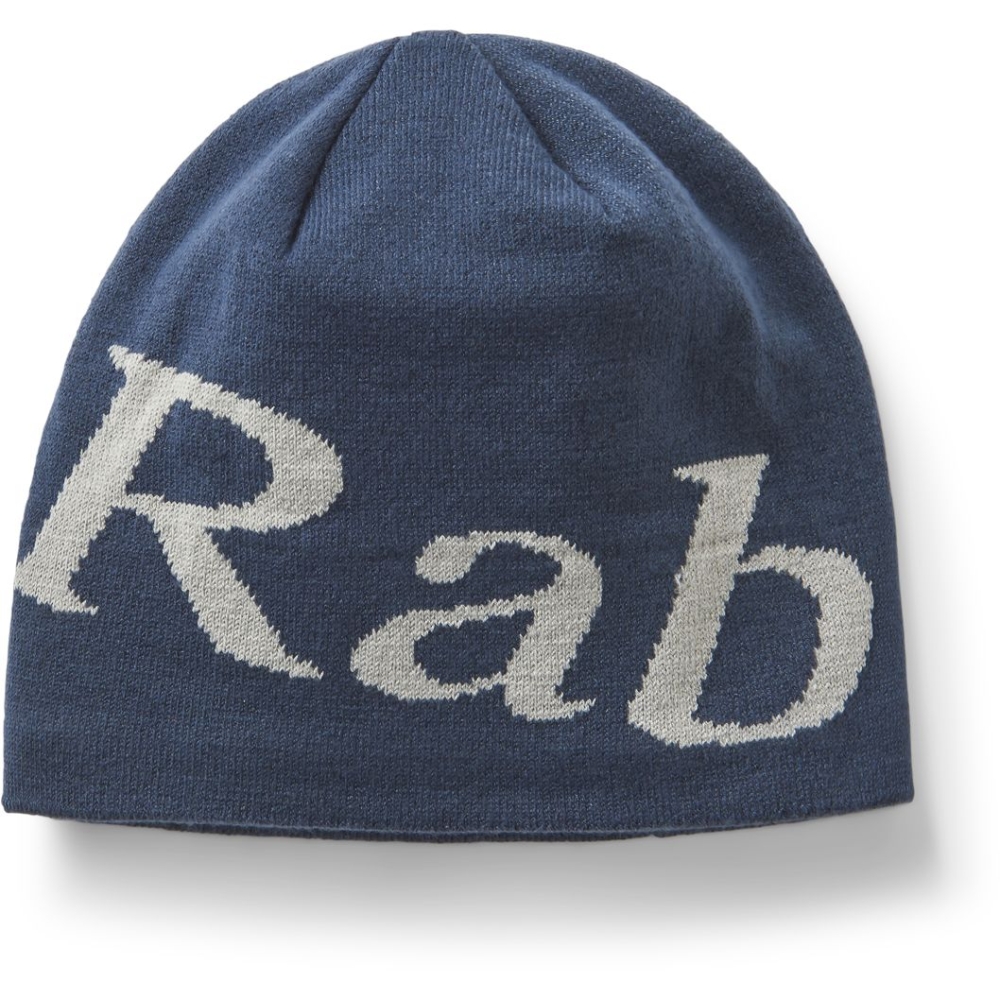 Rab Logo Beanie Tempest Blue/Light Zinc QAB-39-TLZ kleding accessoires online bestellen bij Kathmandu Outdoor & Travel