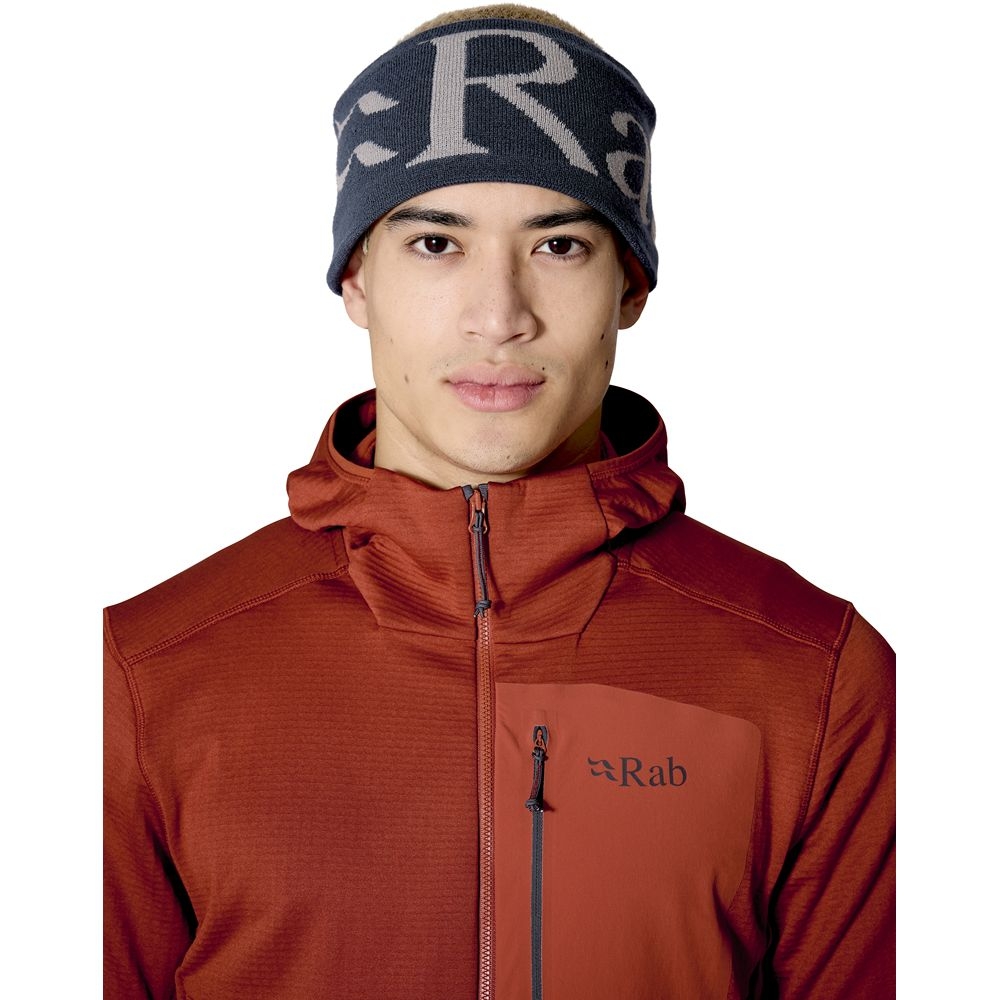 Rab Rab Knitted Logo Headband Tempest Blue/Light Zinc QAB-40-TLZ kleding accessoires online bestellen bij Kathmandu Outdoor & Travel